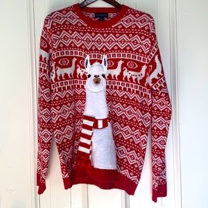 Blizzard bay red and white Llama ugly Christmas Sweater
